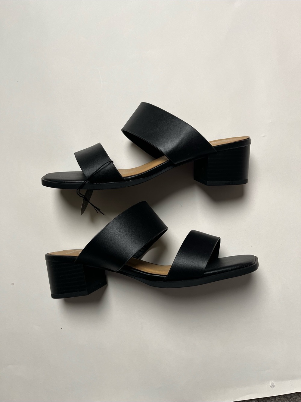 Cityclassified Black Double-Band Block Heel Mules